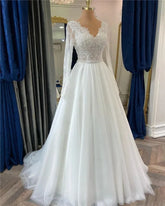 Elegant A-Line Boho Wedding Gown For Bride Robe De Mariée Princess Lace Tulle Long Sleeve Wedding Bridal Dress